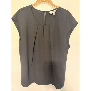 Kasper Tank Blouse Black with Pleats at Neck Womans L